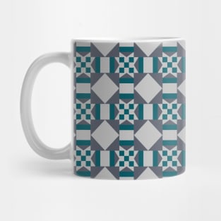 Teal and Silver Montana Patchwork Pattern Mug